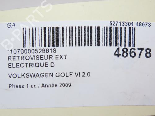 Used Right mirror VW GOLF VI (5K1) 2.0 TDI (110 hp) 28831327