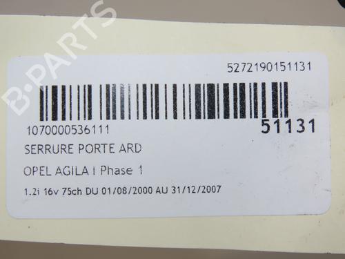 Rear right lock OPEL AGILA (A) (H00) 1.2 16V (F68) | BP18859354C99 