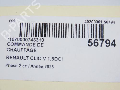 Used Climate control Climate control RENAULT CLIO V (B7_) 1.5 Blue dCi 100 (B7AD) (101 hp) 33998797 33998797