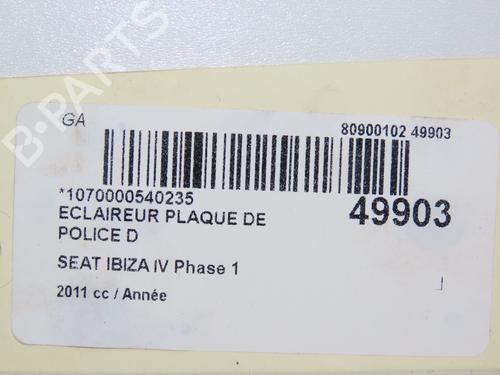 Used Licence plate light SEAT IBIZA IV ST (6J8, 6P8) 1.6 TDI (105 hp) 18663779