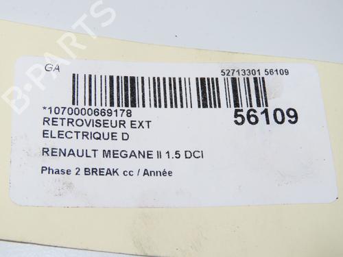 Used Right mirror RENAULT MEGANE II Estate (KM0/1_) 1.5 dCi (KM16, KM1E) (106 hp) 31962059