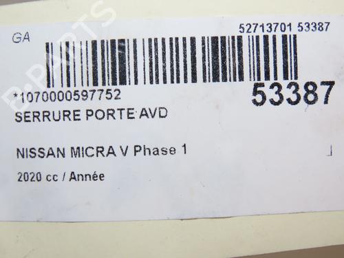Used Front right lock NISSAN MICRA V (K14) 1.0 IG-T 100 (101 hp) 28831602