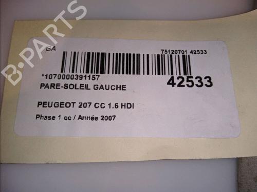 Used Left sun visor Left sun visor PEUGEOT 207 CC (WD_) 1.6 HDi (109 hp) 11418229 11418229