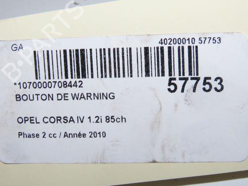 Warning switch OPEL CORSA D (S07) 1.2 (L08, L68) | BP32377341I22 - Image 2