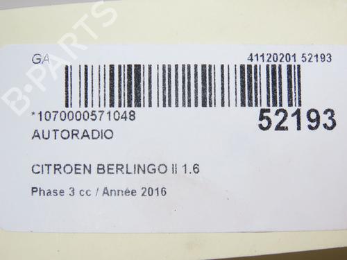 Used Radio CITROËN BERLINGO Box Body/MPV (B9) 1.6 BlueHDi 100 (99 hp) 28801787