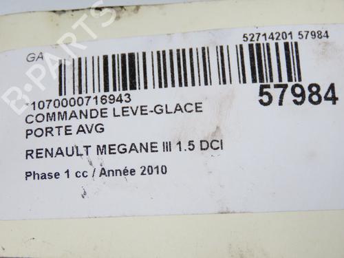 Used Left front window switch Left front window switch RENAULT MEGANE III Coupe (DZ0/1_) 1.5 dCi (DZ09, DZ0D, DZ1F, DZ1G, DZ14, DZ29) (110 hp) 33728131 33728131