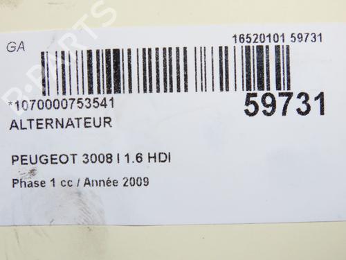 Used Alternator Alternator PEUGEOT 3008 I MPV (0U_) 1.6 HDi (109 hp) 40110602 40110602