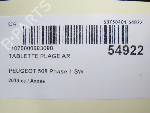 Used Rear parcel shelf PEUGEOT 508 SW I (8E_) 1.6 HDi (115 hp) 30740796