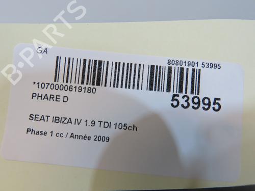 Used Right headlight Right headlight SEAT IBIZA IV (6J5, 6P1) 1.9 TDI (105 hp) 33728166 33728166