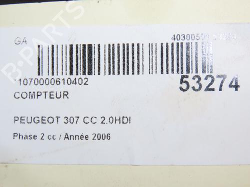 Instrument cluster PEUGEOT 307 CC (3B) 2.0 HDi 135 | BP28830501C47