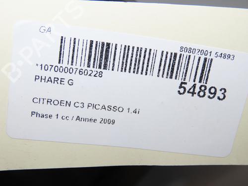 Left headlight CITROËN C3 Picasso (SH_) 1.4 VTi 95 (SH8FSC, SH8FP0, SH8FP6) | BP39418512C28 - Image 3