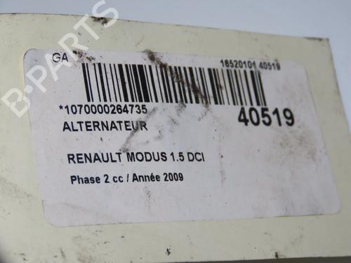 Used Alternator Alternator RENAULT MODUS / GRAND MODUS (F/JP0_) 1.5 dCi (FP0F, JP0F) (86 hp) 9612106 9612106