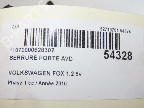 Used Front right lock VW FOX Hatchback (5Z1, 5Z3, 5Z4) 1.2 (55 hp) 28831616