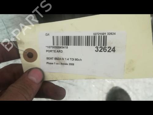 Used Right rear door SEAT IBIZA IV (6J5, 6P1) 1.4 TDI (80 hp) 9593606