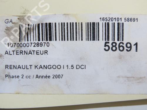 Alternador Alternador RENAULT KANGOO (KC0/1_) 1.5 dCi (84 hp) 36958453 36958453