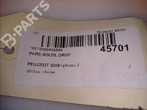 Right sun visor PEUGEOT 5008 (0U_, 0E_) 1.6 HDi | BP11921499I2 