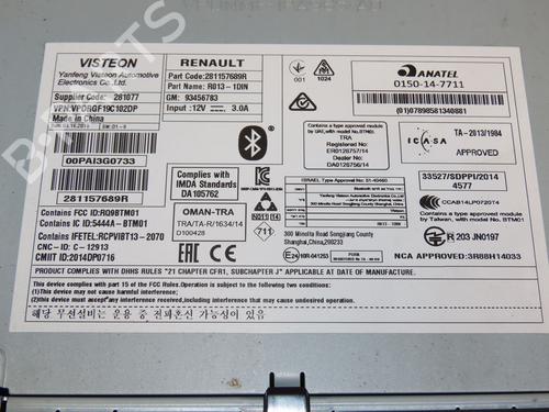 Radio RENAULT TRAFIC III Van (FG_) 1.6 dCi 125 (FGMH) | BP28830568E6 