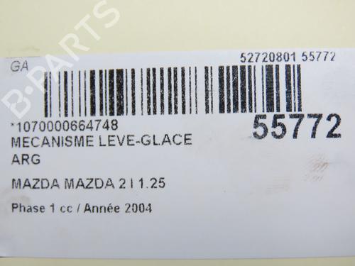 Rudehejsemekanisme venstre bagtil MAZDA 2 (DY) 1.2 (DY3W) (75 hp) 30978877