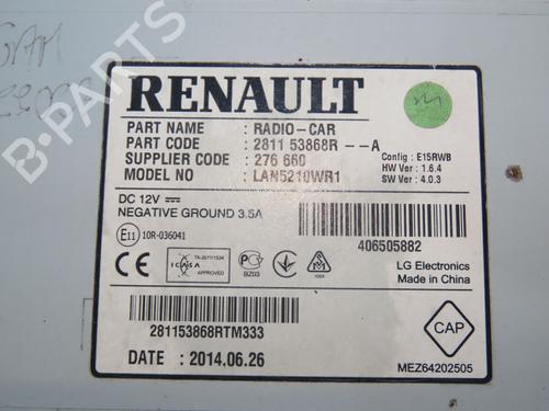 Radio RENAULT CLIO IV Grandtour (KH_) 1.5 dCi 90 (KHN3, KHN4) | BP30740780E6 