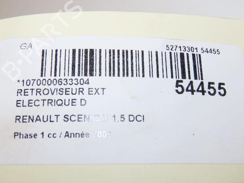 Used Right mirror RENAULT SCÉNIC III (JZ0/1_) 1.5 dCi (106 hp) 28831403