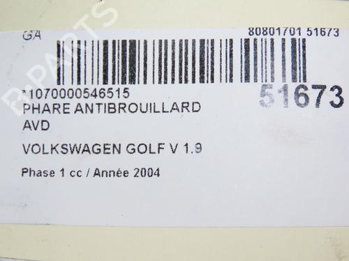 Used Right front fog light VW GOLF V (1K1) 1.9 TDI (90 hp) 28969373