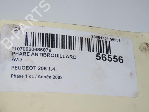Used Right front fog light PEUGEOT 206 Hatchback (2A/C) 1.4 i (75 hp) 31748030