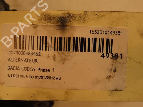 Used Alternator DACIA LODGY (JS_) 1.5 dCi (90 hp) 16586382