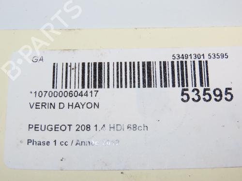Gasdæmper bagklap PEUGEOT 208 I (CA_, CC_) 1.4 HDi (68 hp) 29345236