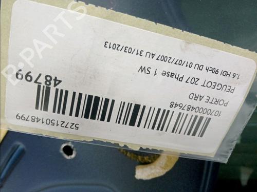 Right rear door PEUGEOT 207 SW (WK_) 1.6 HDi | BP16555831C5 