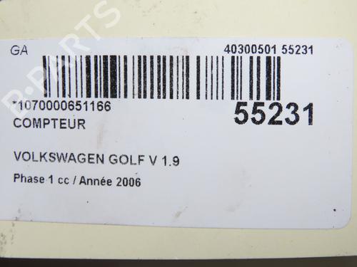 Instrument cluster VW GOLF V (1K1) 1.9 TDI | BP32129646C47 