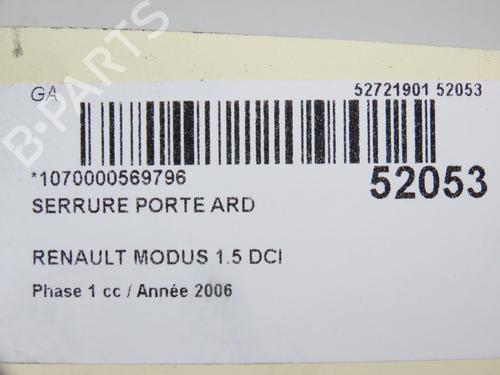 Used Rear right lock RENAULT MODUS / GRAND MODUS (F/JP0_) 1.5 dCi (FP0D, JP0D) (82 hp) 28802111