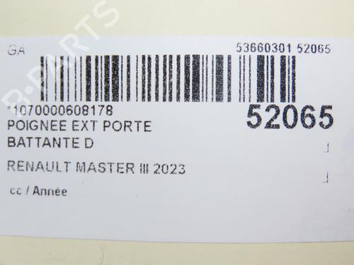 Used Rear left exterior door handle RENAULT MASTER III Van (FV) 2.3 dCi 135 FWD (FV0N, FV08, FV06, FV00, FV1S) (136 hp) 28832328
