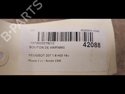 Used Warning switch PEUGEOT 307 (3A/C) 1.6 HDi (90 hp) 9613944