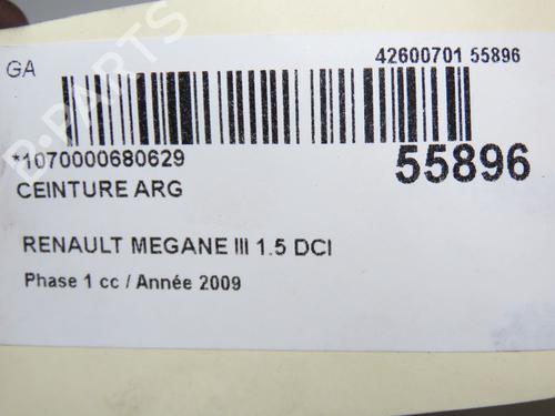 Rear left belt tensioner RENAULT MEGANE III Coupe (DZ0/1_) 1.5 dCi (DZ0B) | BP30502417C89