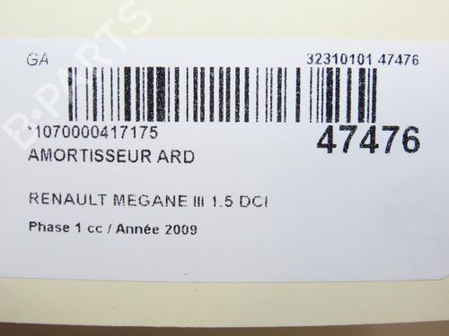 Used Right rear shock absorber RENAULT MEGANE III Hatchback (BZ0/1_, B3_) 1.5 dCi (BZ09, BZ0D, BZ1W, BZ29, BZ14) (110 hp) 28801608