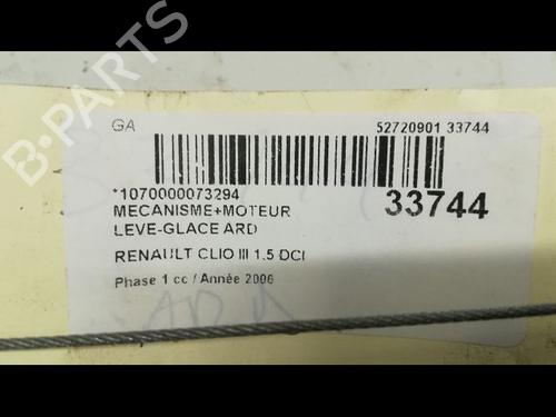 Used Rear right window mechanism RENAULT CLIO III (BR0/1, CR0/1) 1.5 dCi (BR0H, CR0H, CR1S, BR1S) (106 hp) 9595902
