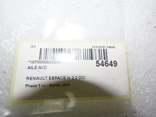 Forskærm Højre RENAULT ESPACE IV (JK0/1_) 2.2 dCi (JK0H) (150 hp) 30740783