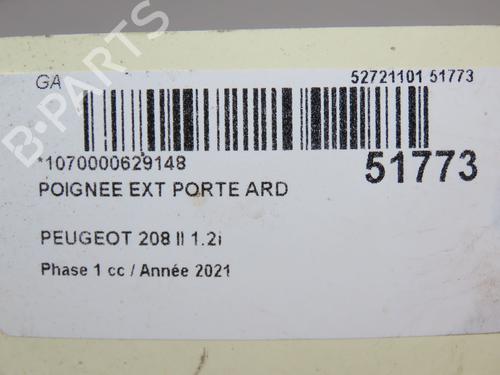 Used Rear right exterior door handle PEUGEOT 208 II (UB_, UP_, UW_, UJ_) 1.2 PureTech 100 (101 hp) 28802086