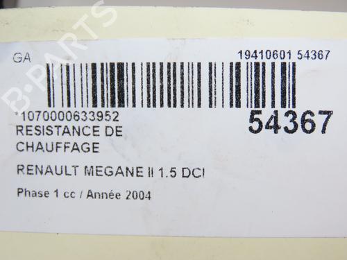 Used Heater resistor RENAULT MEGANE II (BM0/1_, CM0/1_) 1.5 dCi (BM02, BM13, BM2A, CM02, CM13) (101 hp) 28829325