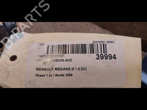 Used Right front driveshaft Right front driveshaft RENAULT MEGANE III Hatchback (BZ0/1_, B3_) 1.5 dCi (106 hp) 9618244 9618244