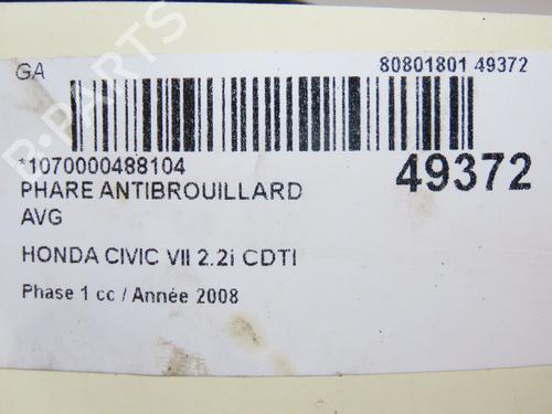 Used Left front fog light HONDA CIVIC VIII Hatchback (FN, FK) 2.2 CTDi (FK3) (140 hp) 28832412