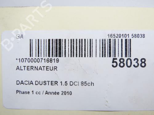 Alternator DACIA DUSTER (HS_) 1.5 dCi | BP36426809M7 - Image 9
