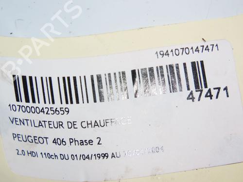 Used Heater blower motor PEUGEOT 406 (8B) 2.0 HDI 110 (109 hp) 16688044