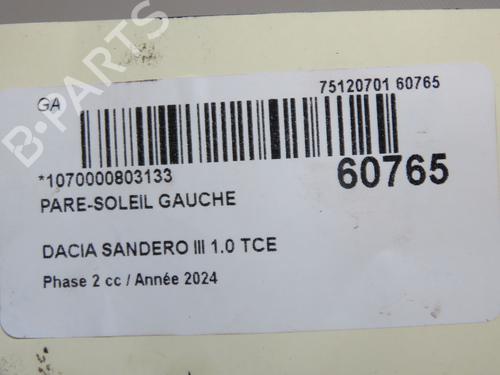 Left sun visor DACIA SANDERO III 1.0 TCe 90 | BP38527539I1 - Image 4