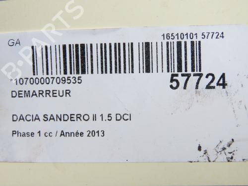 Startmotor Startmotor DACIA SANDERO II 1.5 dCi 75 / Blue dCi 75 (B8JW, B8M4, B8AH, B8M7, B8M6) (75 hp) 37432529 37432529