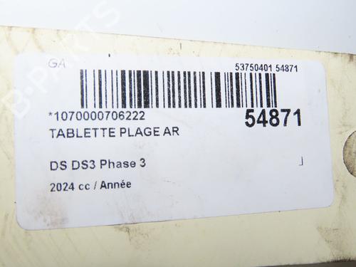 Plage arrière DS DS 3 / DS 3 CROSSBACK (UR_, UC_, UJ_) 1.2 PureTech 130 (URHNSS) (131 hp) 31865303