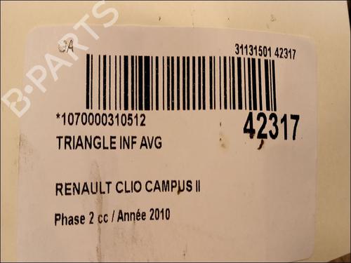 Used Left front suspension arm RENAULT CLIO II (BB_, CB_) 1.2 LPG (58 hp) 14876516