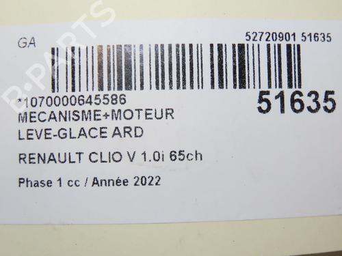 Used Rear right window mechanism RENAULT CLIO V (B7_) 1.0 SCe 65 (B7MG) (67 hp) 29441786