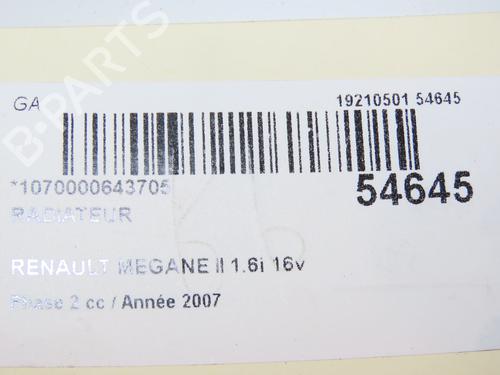 Used Water radiator RENAULT MEGANE II (BM0/1_, CM0/1_) 1.6 16V (112 hp) 29415116
