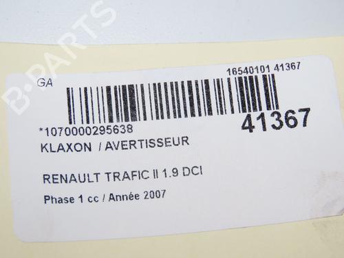 Used Horn Horn RENAULT TRAFIC II Van (FL) 1.9 dCi 100 (FL0C, FL0K, FL0B) (101 hp) 33893101 33893101